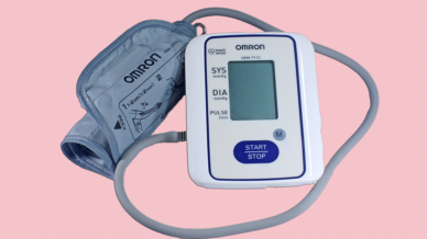 Blood Pressure Monitor on a Pink Background