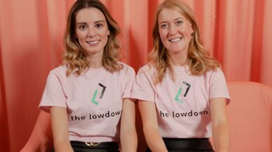 Marija and Alice wearing Pink Lowdown T-shirts