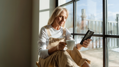 Woman looking at contraceptive options on their phone