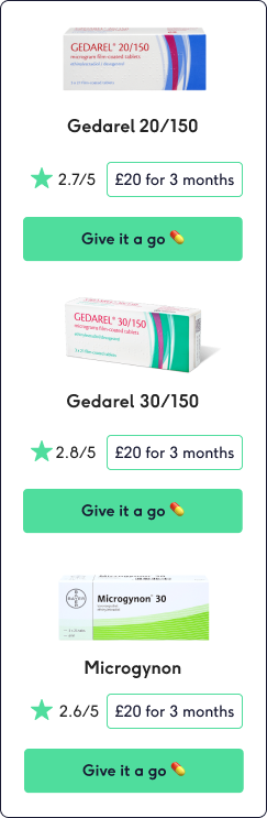 Buy Gedarel or Microgynon from The Lowdown