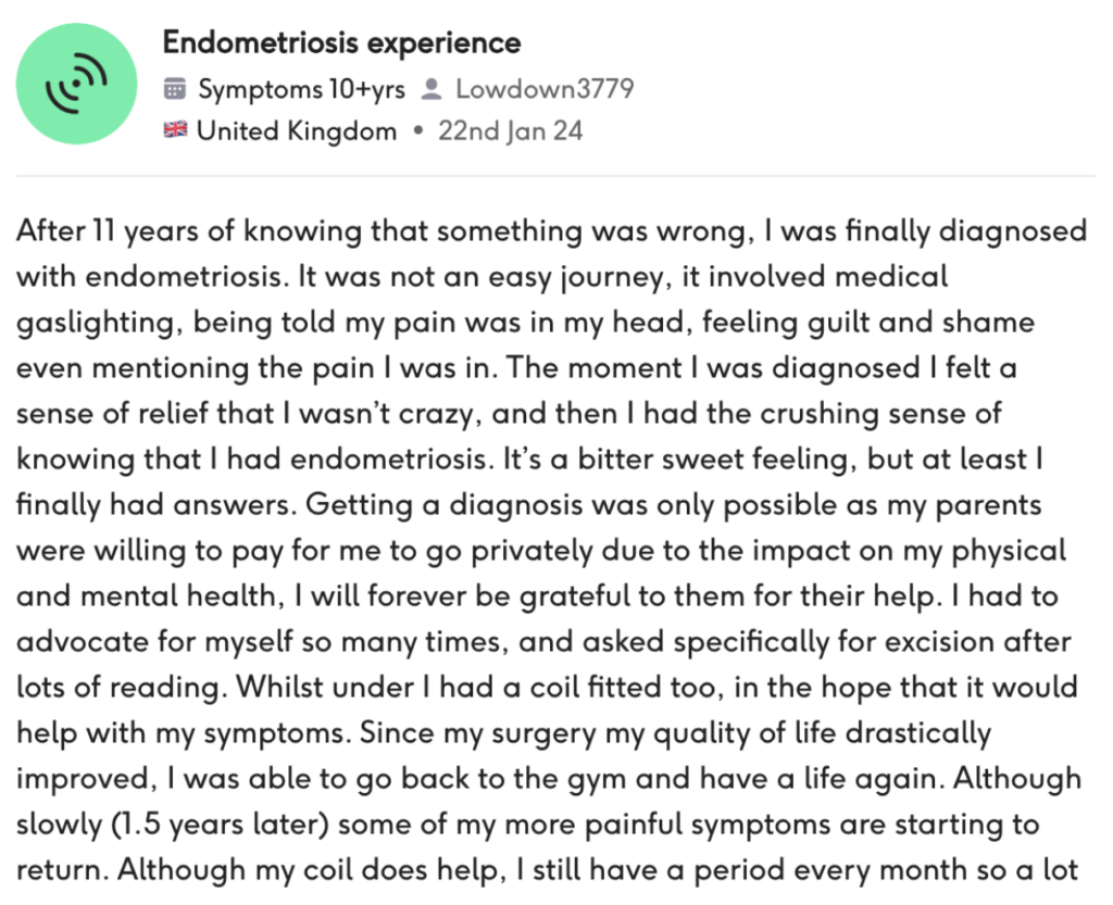 Endometriosis experience | The Lowdown